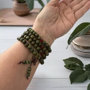 Wayfinder Studio Series Olive Wood Mala Stretch Necklace Wrap Bracelet